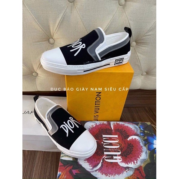 Giày lười dio nam đen đế trắng  siêu cấp ❤️FREE ship❤️  giày slipon door cao cấp  ,đế khâu