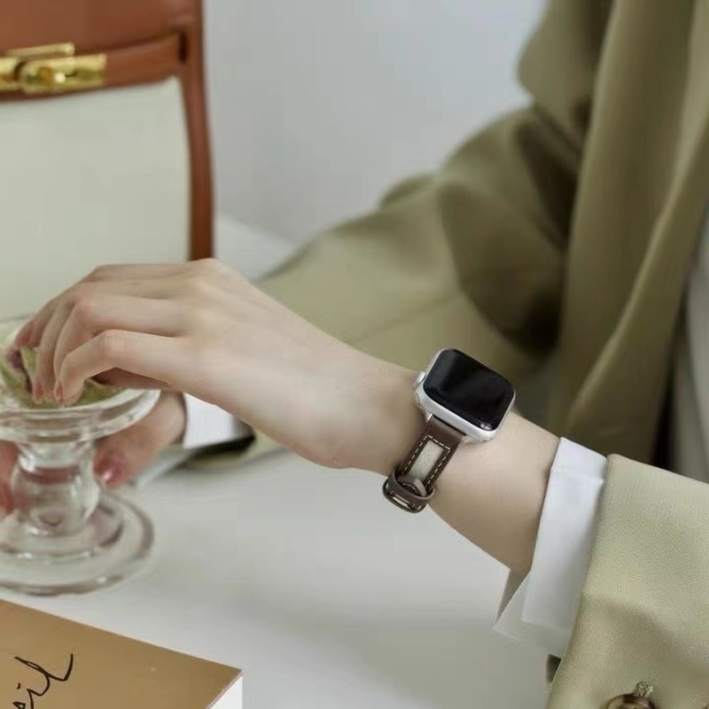 Dây Da Đeo Đồng Hồ Apple Watch band 3 4 5 SE 6 7 44mm 40mm 42mm 38mm iWatch 45mm 41mm