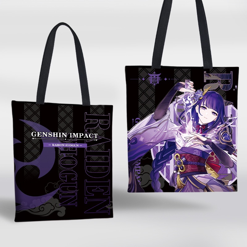 Túi xách vải canvas đeo vai in hình nhân vật genshin impact
