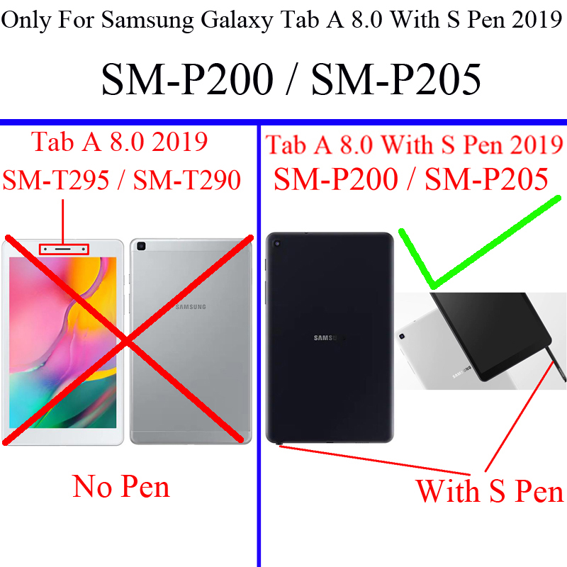 Ốp máy tính bảng silicon thích hợp cho Samsung Galaxy Tab A có bút cảm ứng S 8.0 inch 2019 SM-P200 P205