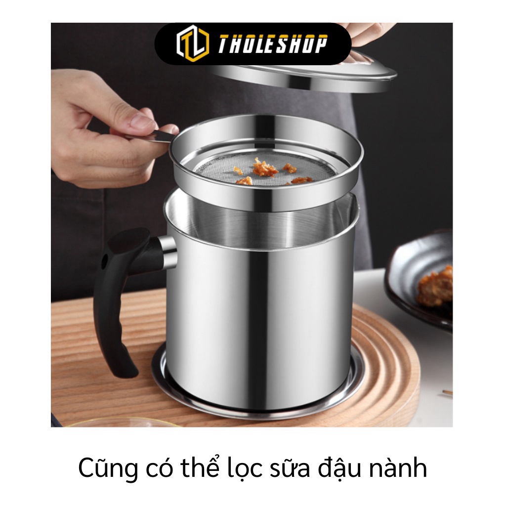 Ca lọc cặn dầu bằng thép XẢ TỒN Bình Lọc Dầu 304 Bằng Thép Không Gỉ 14.5x12.5x15cm 9582 Dụng cụ nhà bếp