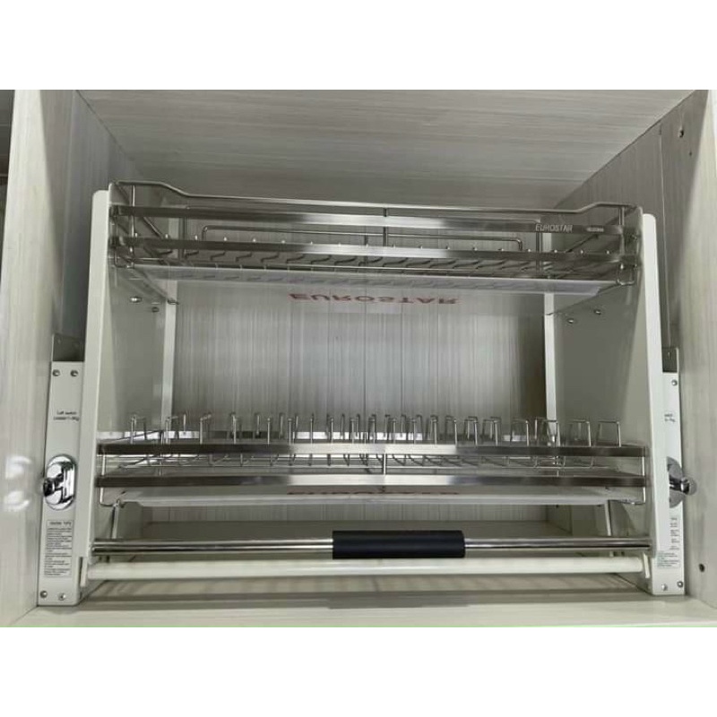 Giá bát đĩa nâng hạ inox 304, kệ bát đĩa nâng hạ inox 304 kích thước 60cm, 70cm, 80cm,90 chính hãng eurostar ikiza