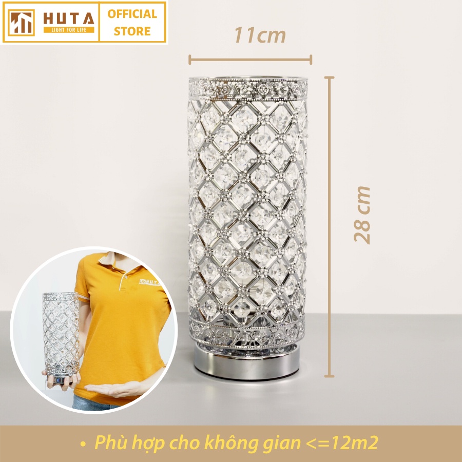 Đèn Ngủ Để Bàn Kiểu Pha Lê HUTA Light For Life PL1 Cao Cấp Điều Chỉnh Độ Sáng, Hình Trụ Sang Trọng