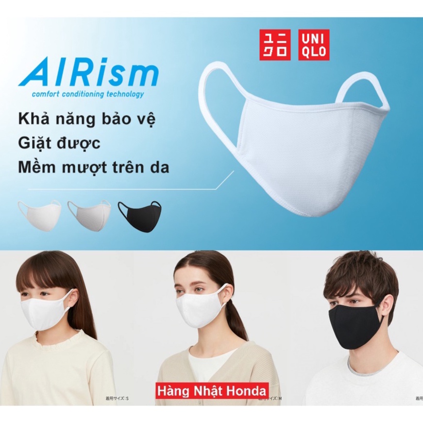 [Auth Uniqlo] Khẩu trang AIRism Uniqlo Túi 3 chiếc có thể giặt được