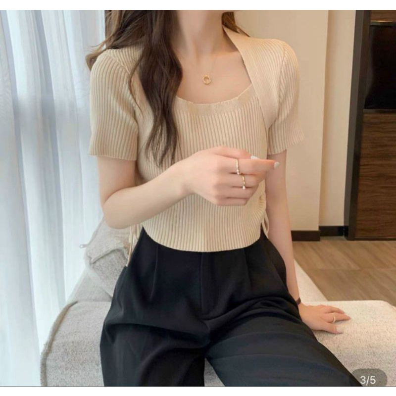Áo thun gân cổ kiểu tam giác đủ màu sang chảnh A15