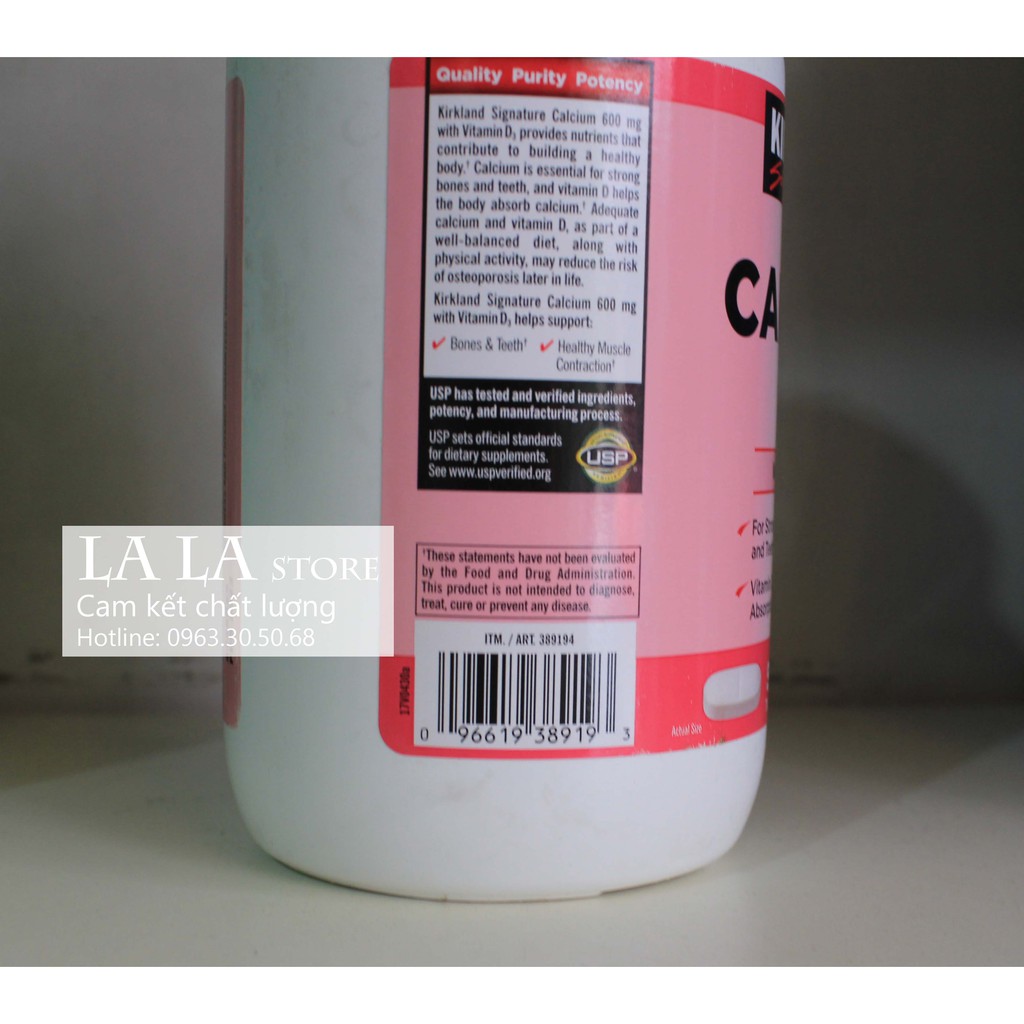 Viên Uống Canxi Kirkland Calcium + D3 Của Kirkland 500 viên