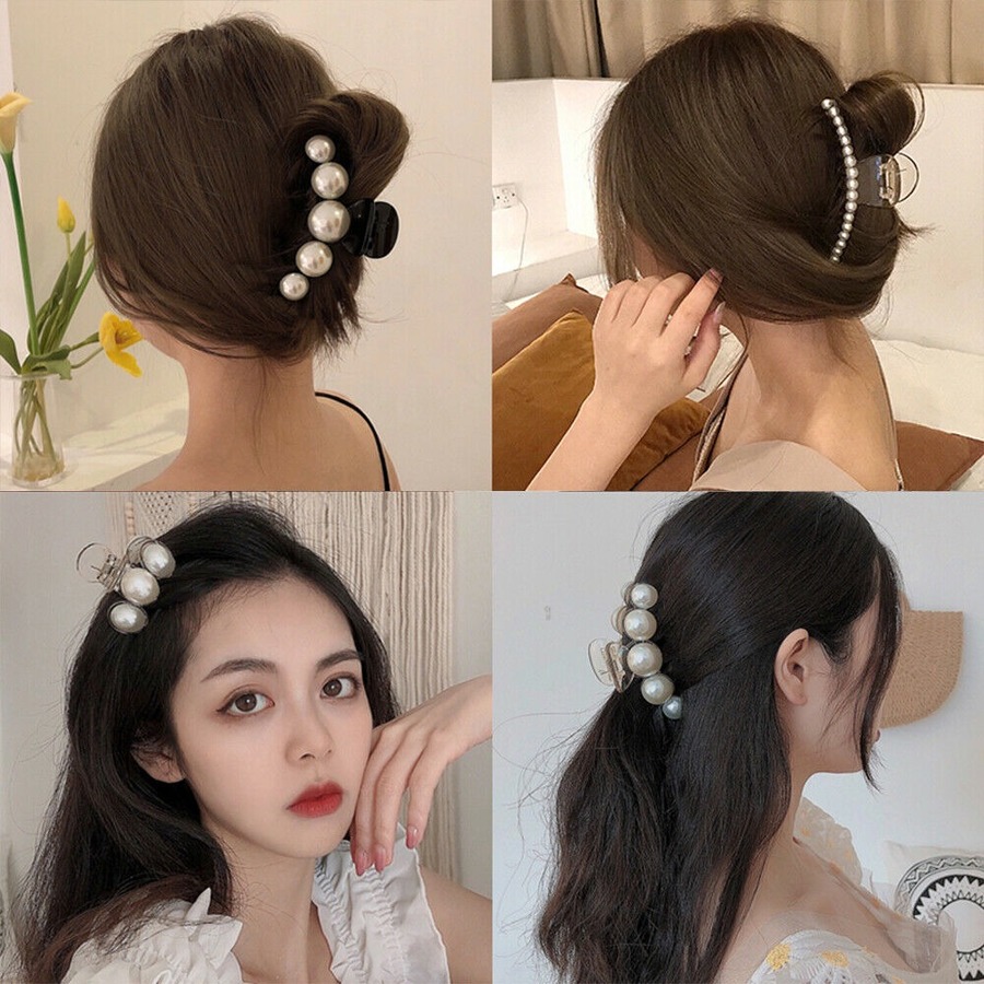 Kẹp Tóc Đính Ngọc Trai Nhân Tạo Đơn Giản Cho Nữ