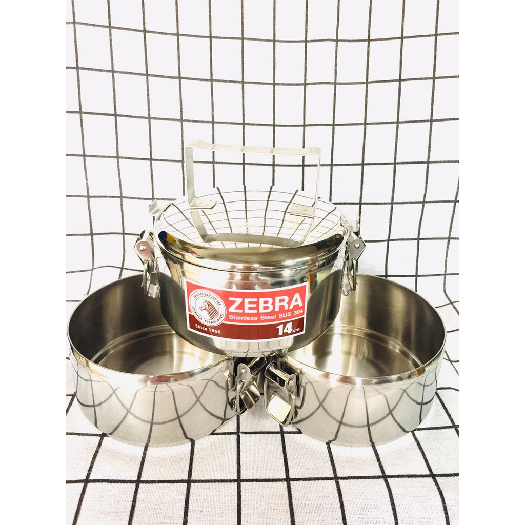 Camen inox cao cấp Zebra 3 ngăn 3 khoá cài (14*3k)