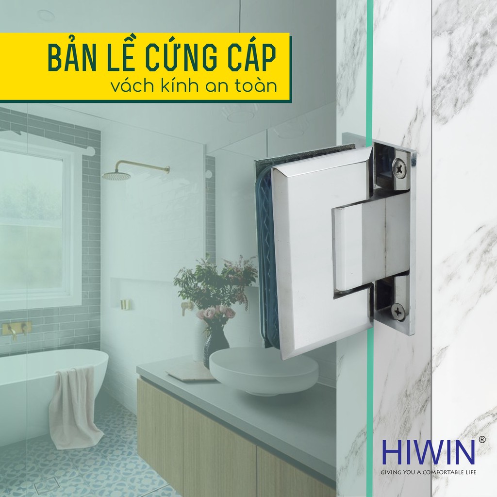 Bản lề 90 độ kính tường cabin tắm cạnh vát inox 304 Hiwin HG-005