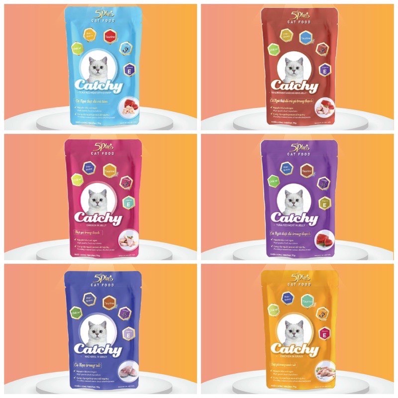 Pate cho mèo Catchy 5plus dạng gói - pate gói cho thú cưng 70g
