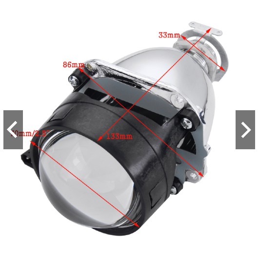 Bộ 2 đèn 2.5 HID Bi-Xenon cho xe hơi ô tô gương cầu thấu kính cắt sáng chống chói lóa bóng H1 chóa h4 H7