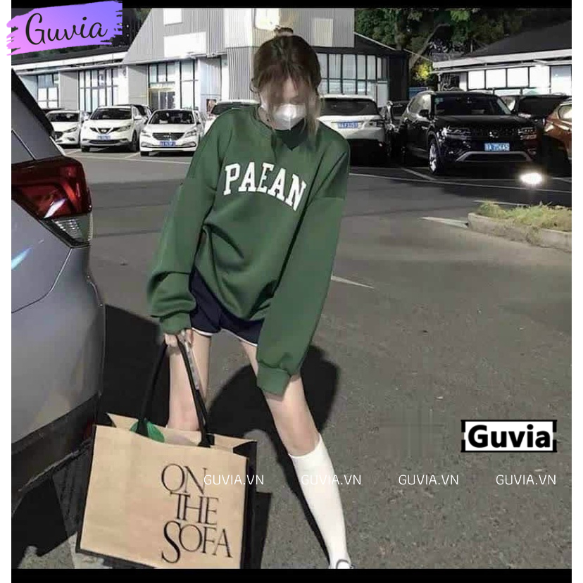 Áo Khoác Sweater Nỉ PAEAN Nam Nữ Ulzzang Unisex Tay Rộng, Áo Khoác Dây Kéo Form Rộng GUVIA  Mẫu Mới Về GUVIA