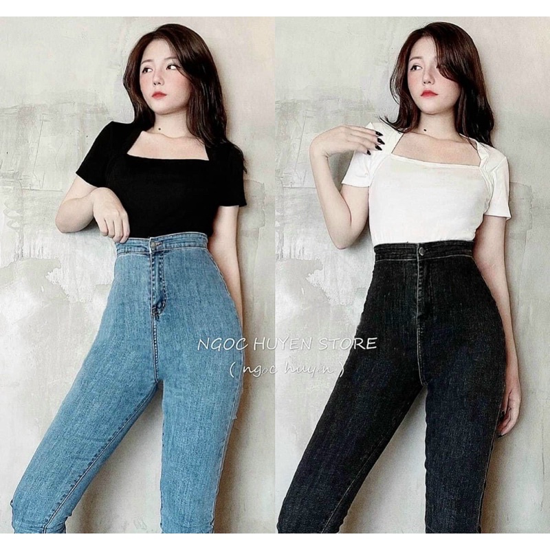 QUẦN JEAN CẠP CAO KHÔNG TÚI CO GIÃN TỐT