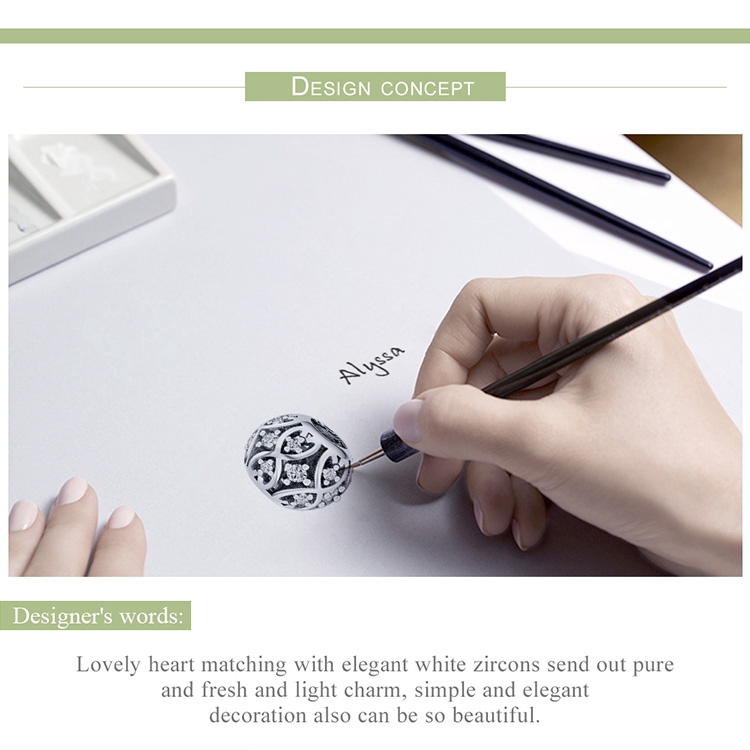 Charm vòng tay Bamoer SCC732 bằng bạc 925 sterling DIY thanh lịch