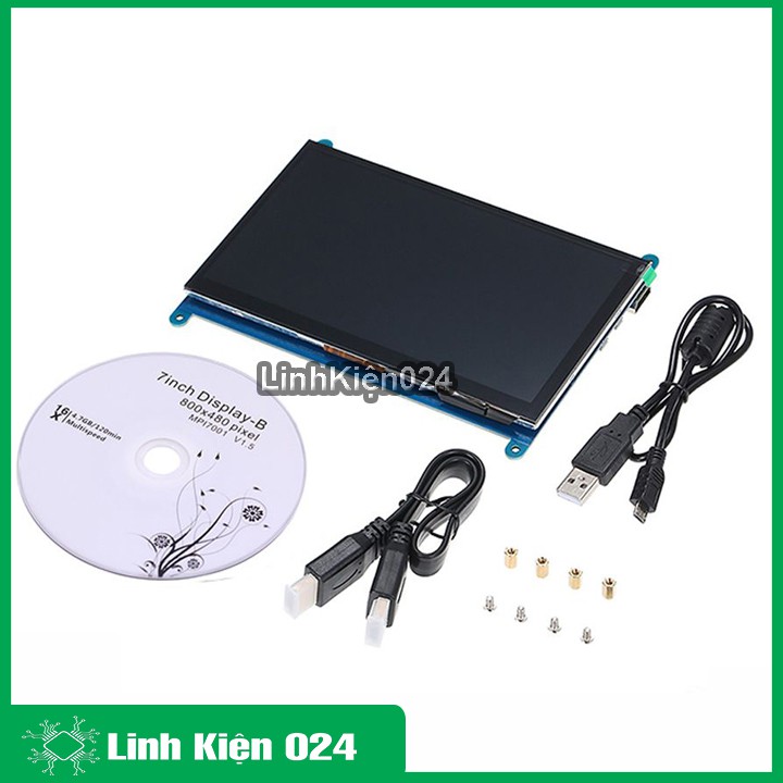 Màn Hình Raspberry 7Inch HD 800x480 Cảm Ứng (Tặng Cáp HDMI, Cáp USB, Đĩa Hướng Dẫn )