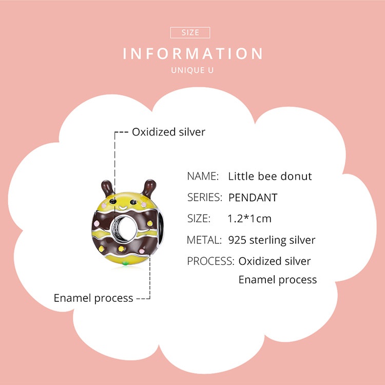 Hạt xỏ trang sức Bamoer SCC1875 BạC 925 tráng men hình động vật dễ thương