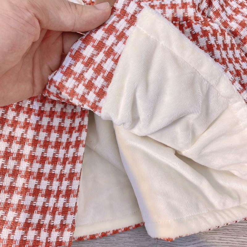 Áo khoác cho bé dạ kẻ 2 lớp lót lông từ 7-20kg