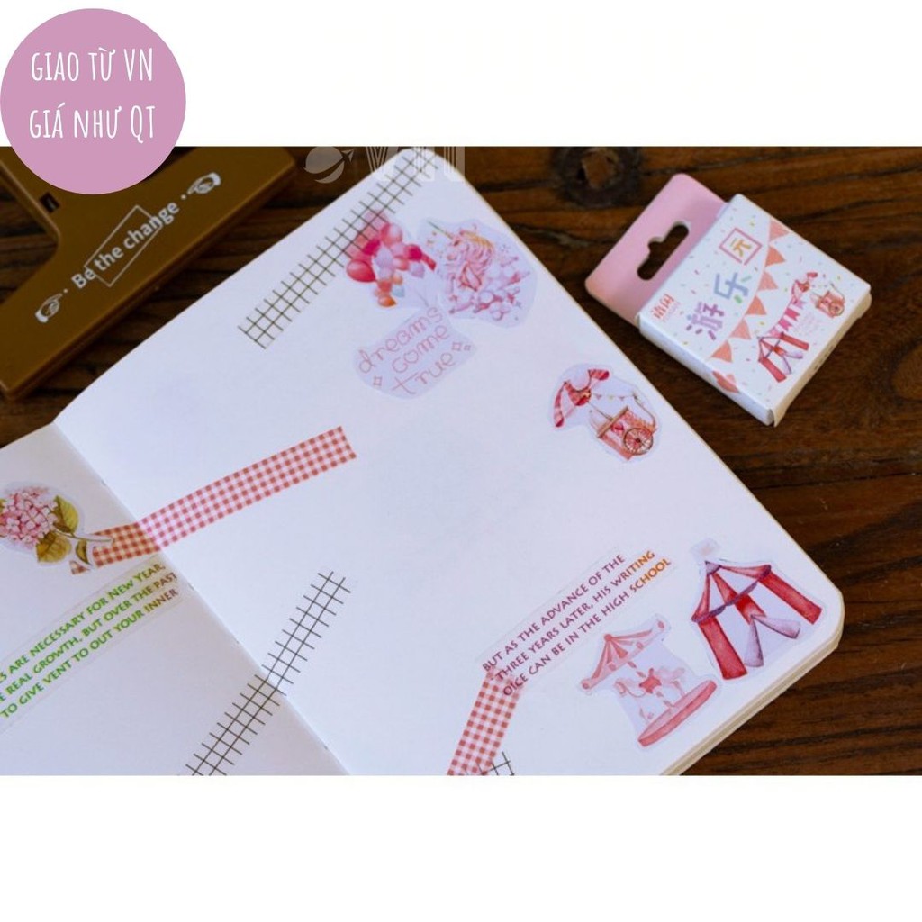 Hộp 50 Nhãn dán sticker nhiều chủ đề khác nhau (Lọ ước, kỳ lân, rừng, dâu hồng,...) trang trí sổ tay ST92