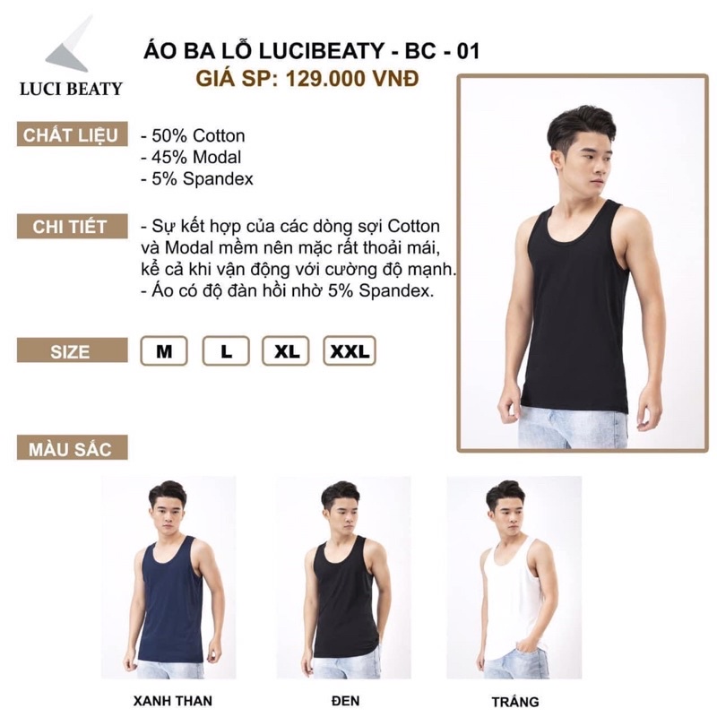 Áo Ba Lỗ Nam( Made in Việt Nam)