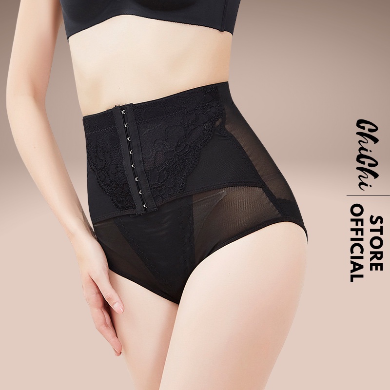 Quần Lót Nữ Thun Lạnh Gen Nịt Bụng Cạp Cao Có Móc Cài Thon Gọn Eo Định Hình Vòng 2 CHICHIBRA 668
