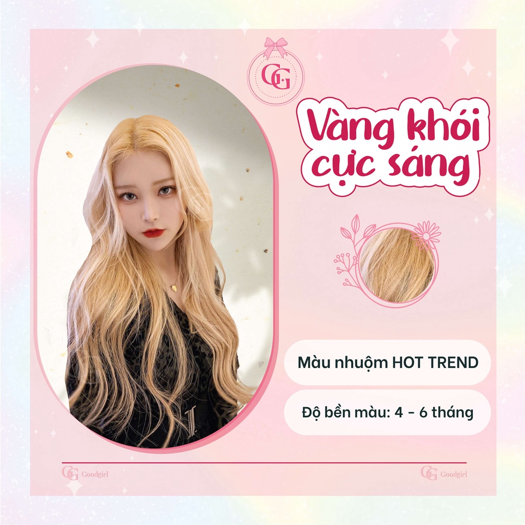 (Màu Vàng khói cực sáng) Tự nhuộm tóc tại nhà đơn giản + tặng oxy trợ nhuộm, tặng gang tay
