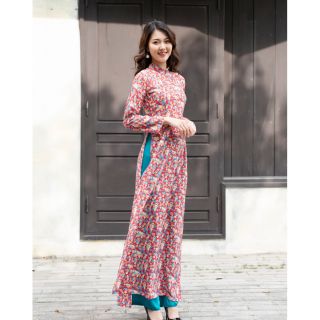 Áo dài hoa nhí đẹp nhẹ nhàng sang chảnh . Áo dài đồng phục