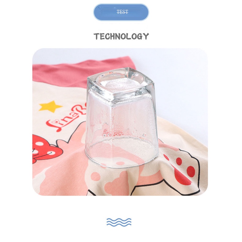 SANITKUN Đầm ngủ 100% cotton tay ngắn in họa tiết hoạt hình phong cách Hàn Quốc đáng yêu thời trang dành cho bé gái