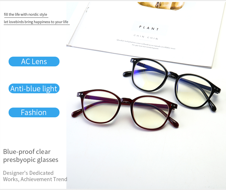 Kính viễn vọng màu xanh siêu nhẹ và sành điệu Tr90 Kính viễn thị dành cho nam và nữ Kính viễn thị độ nét cao thoải mái Kính viễn thị+100 , +150 , +200 , +250 , +300 , +350 , +400 ;