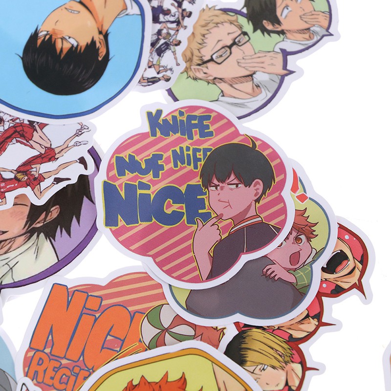 Bộ 50 Miếng Dán Trang Trí Haikyu Bằng Pvc Chống Thấm Nước Đa Năng