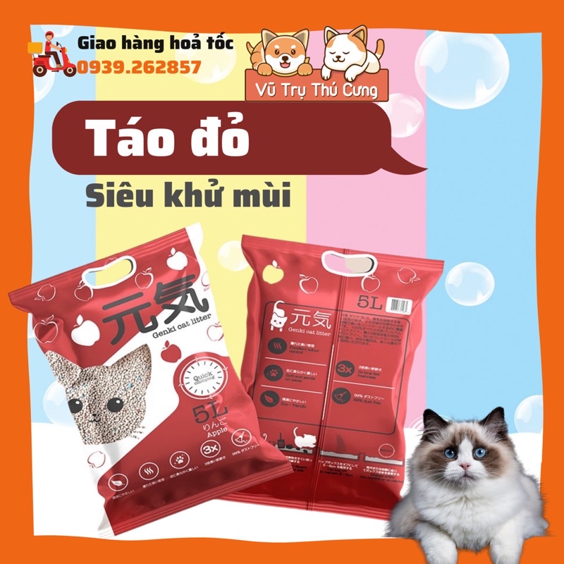 Cát vệ sinh cho mèo Genki Nhật Bản - Túi 5 Lít