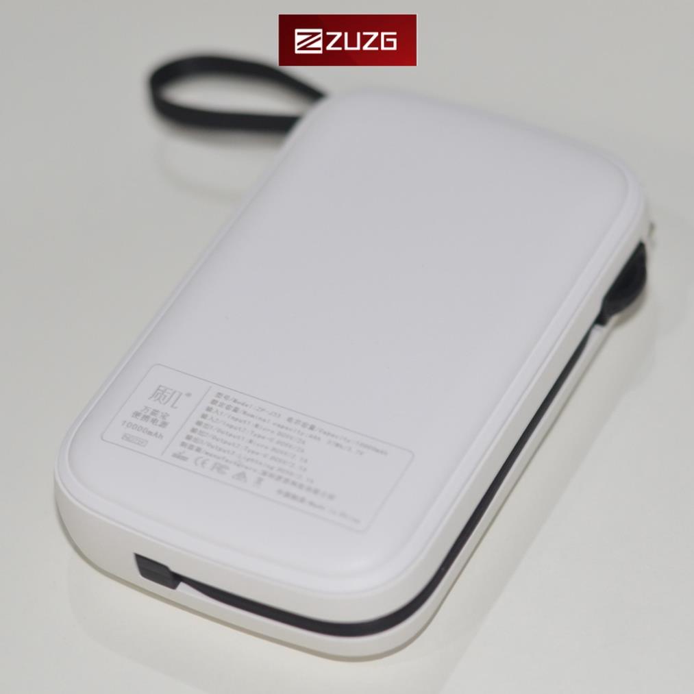 Sạc dự phòng 10000mAH kèm theo cáp sạc đa năng - chính hãng ZUZG J33