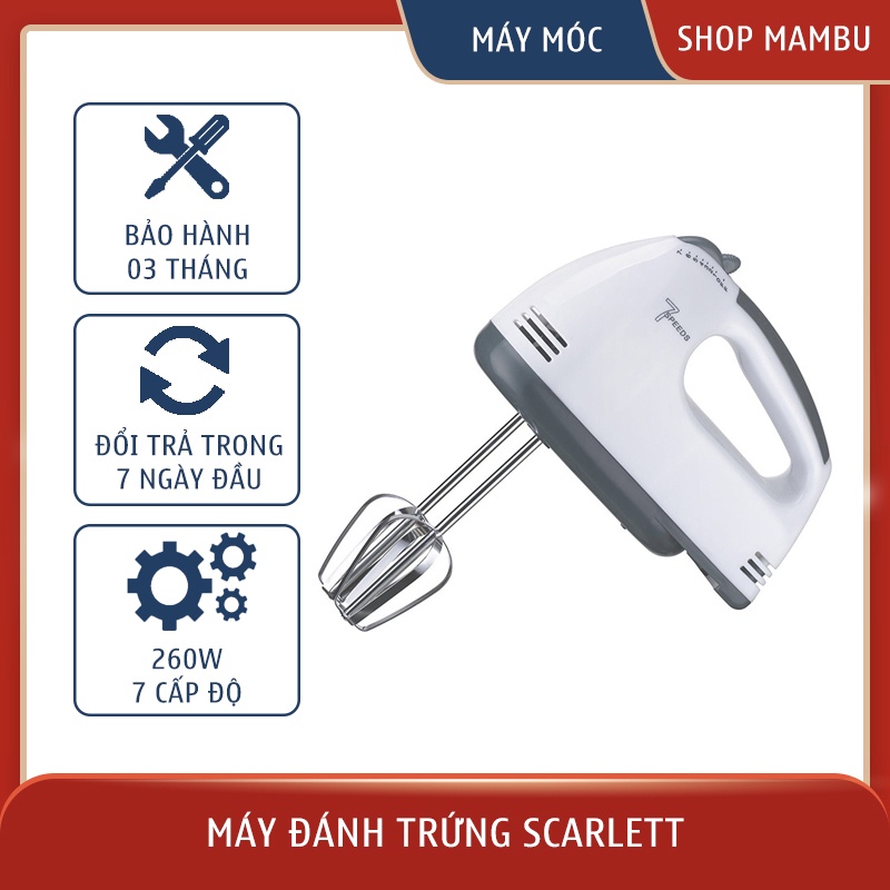 Máy đánh trứng cầm tay Scarlett 260W 7 cấp độ đa năng