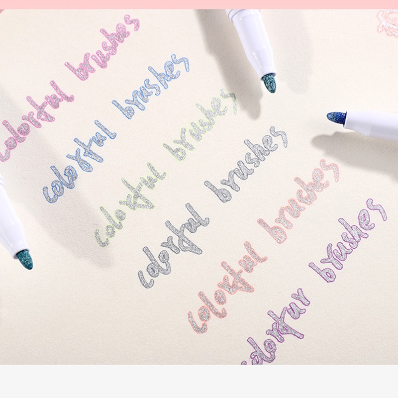 Bộ 8 bút lông dạ quang có nhũ nhiều màu sắc