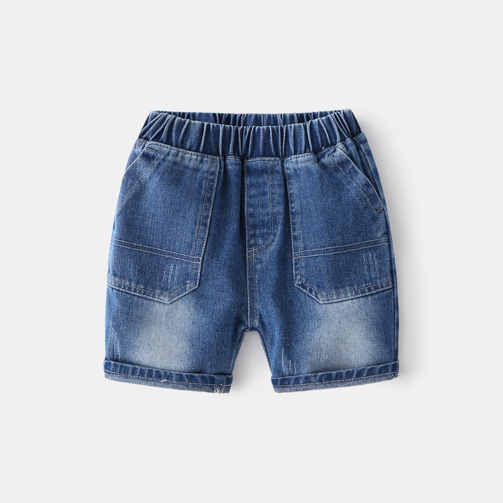 Quần Jean cho bé WELLKIDS quần short Jean họa tiết túi hộp chất bò mềm hàng xuất Âu Mỹ