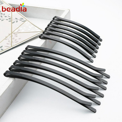 BEADIA 12 Kẹp tóc Beadia màu đen đơn giản thời trang cho nữ