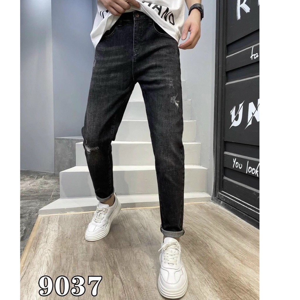 [ FREESHIP] Quần Jean Nam Rách Xám Đẹp Cao Cấp Phong Cách Hàn Quốc 9037