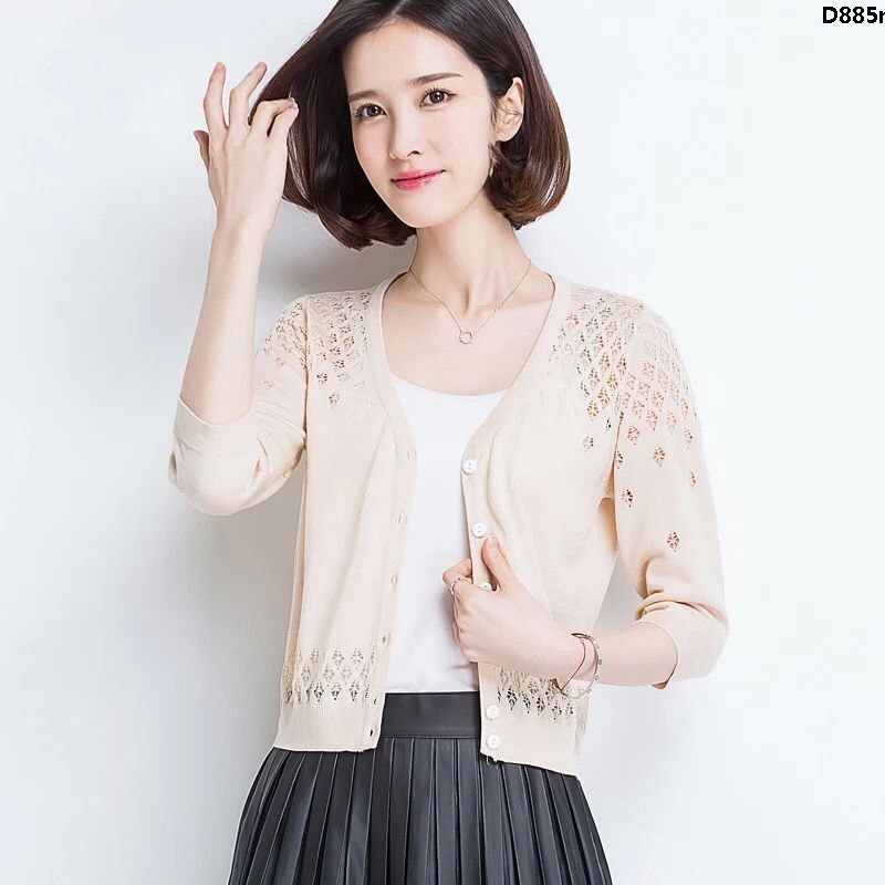 Áo Cardigan Dệt Kim Tay Lửng Chống Nắng Thiết Kế Dễ Thương