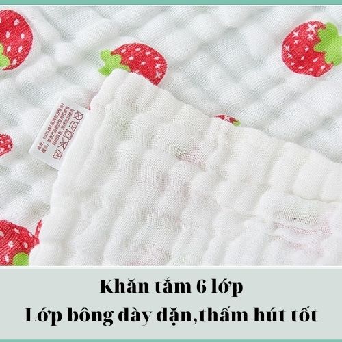 Khăn tắm cho bé, Khăn tắm cho bé sơ sinh 6 lớp cotton,mềm mại kích thước 110*105cm