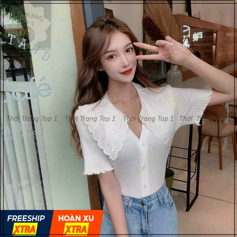 Áo Crotop Ôm Body,Áo Croptop Nữ Cổ Ren Thêu Cực Xinh,Vải Dày Dặn,Chất Mịn Không Xù | BigBuy360 - bigbuy360.vn