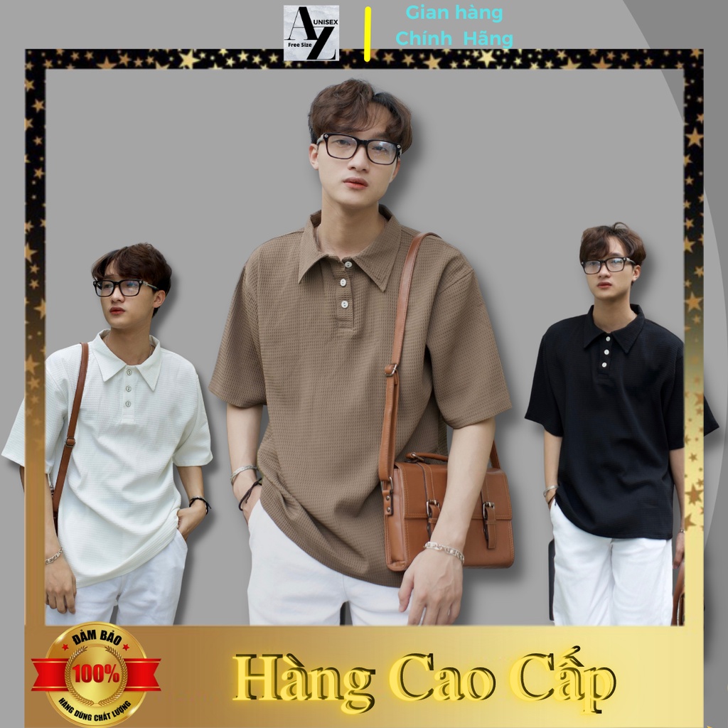 Áo polo form rộng tay lỡ Unisex basic trẻ trung thun tổ ong
