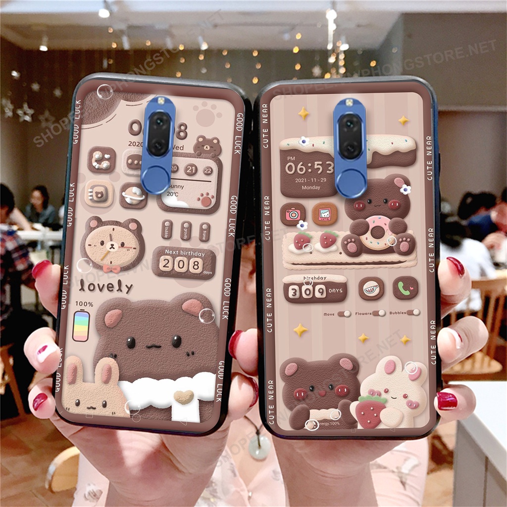 Ốp lưng Huawei Nova 2i in họa tiết caro,chú gấu cực đáng yêu / ốp gấu cute giá rẻ siêu bền