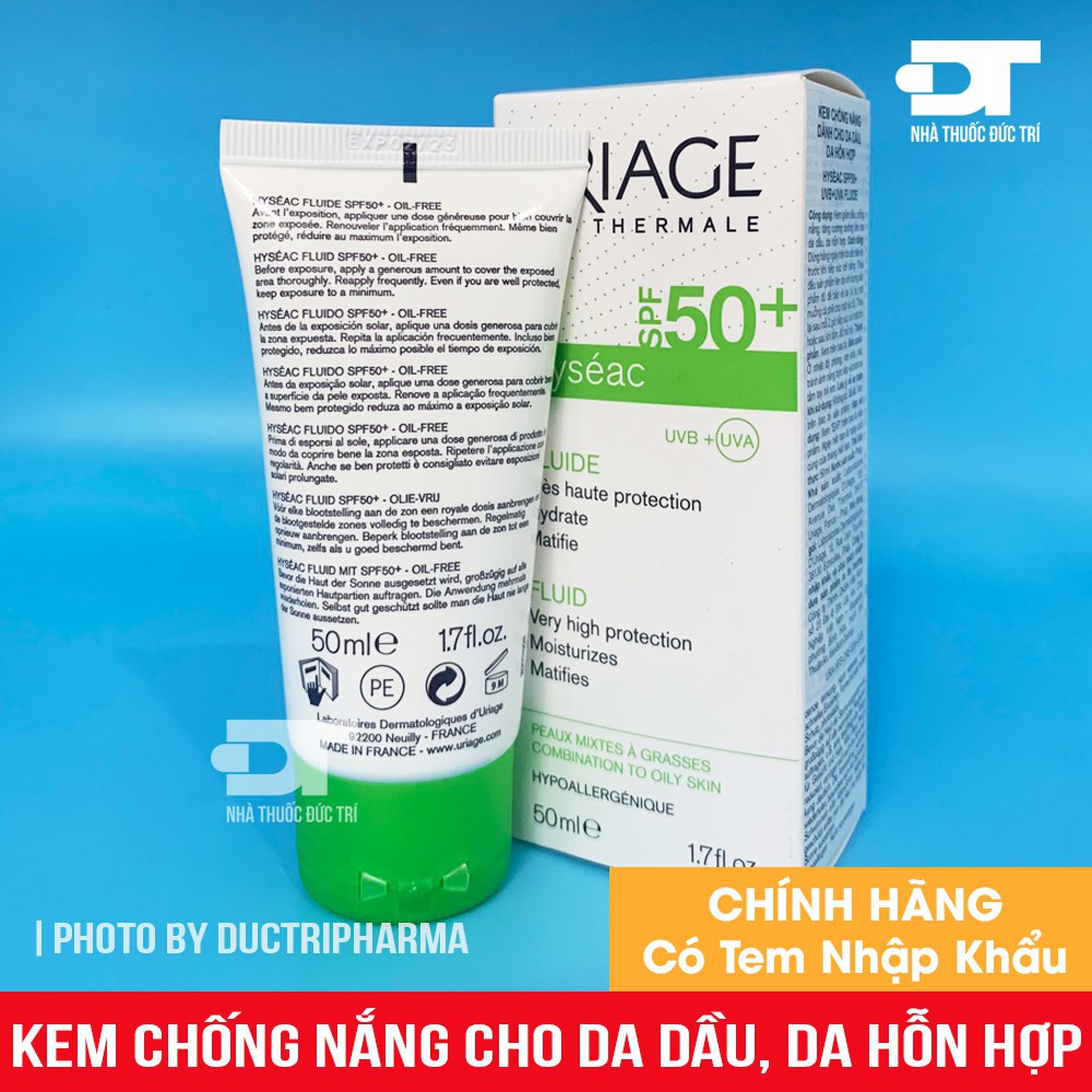 KEM CHỐNG NẮNG DÀNH CHO DA DẦU VÀ MỤN URIAGE HYSEAC FLUIDE SPF 50+ 50ML