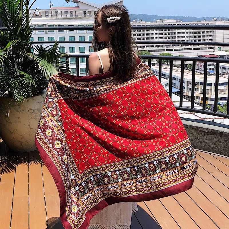 [Vải Linen] Khăn To Đi Biển Hoạ Tiết Boho Vintage Chất Linen Mềm Mát