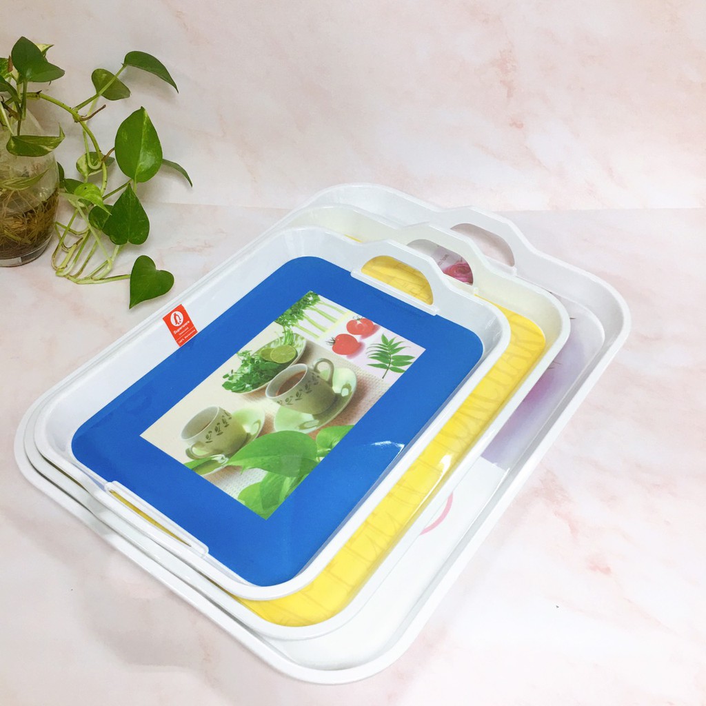 Khay Chữ Nhật Có Tay Cầm SUPERWARE Nhựa Phíp 100% Melamine - Nhiều Size và Hoa văn