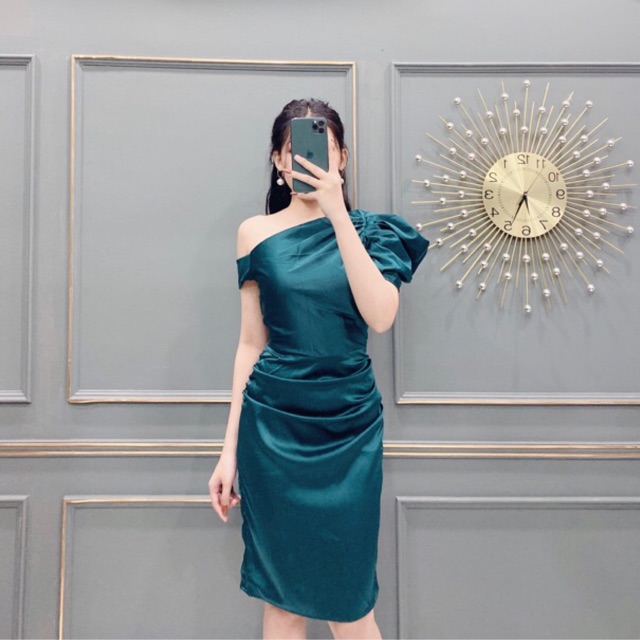 Ảnh thật 100% kèm video Đầm lệch vai cách điệu 1 bên tay