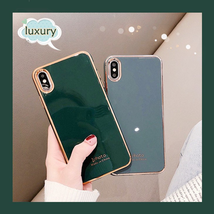 For iPhone 13 12 11 Pro Max XS Max XR X 7 8 6 6s Plus SE 2020 Ốp điện thoại dẻo chống sốc viền mạ sang trọng cho