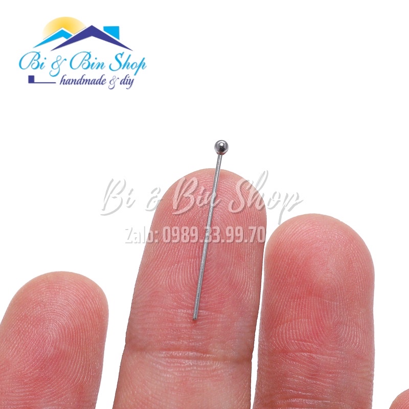 20 Cái Đinh Xỏ Inox Đế Hạt Tròn Dùng Làm Trang Sức Handmade