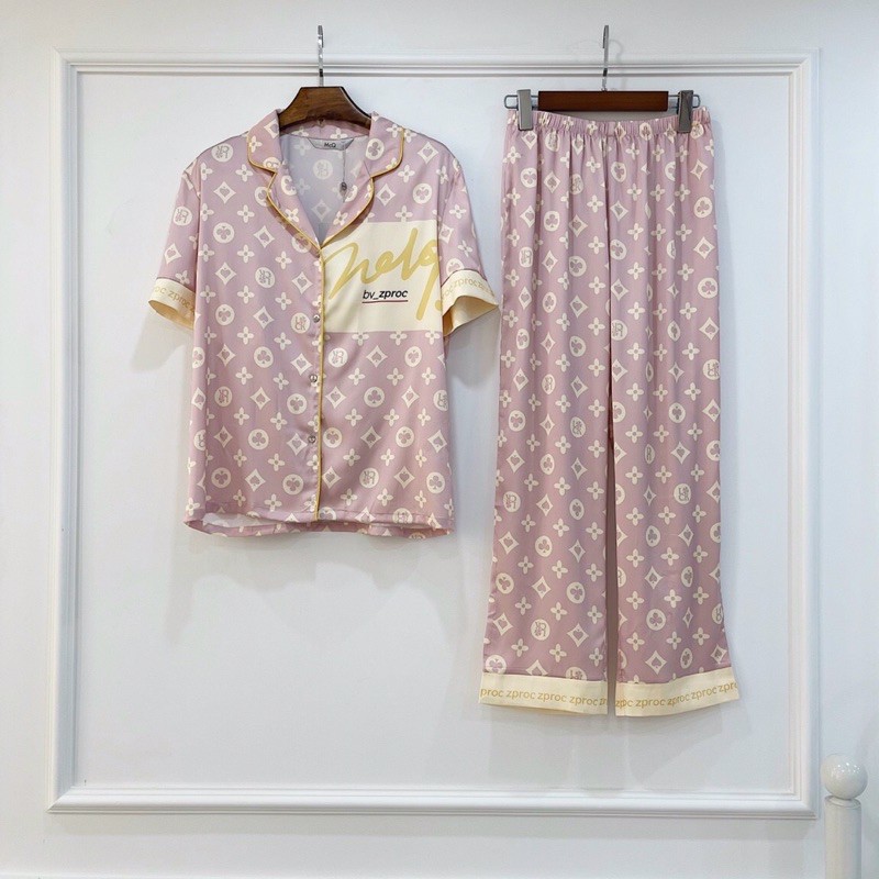 Pijama cộc đùi — dài McQ Hồng lụa satin cao cấp quảng châu