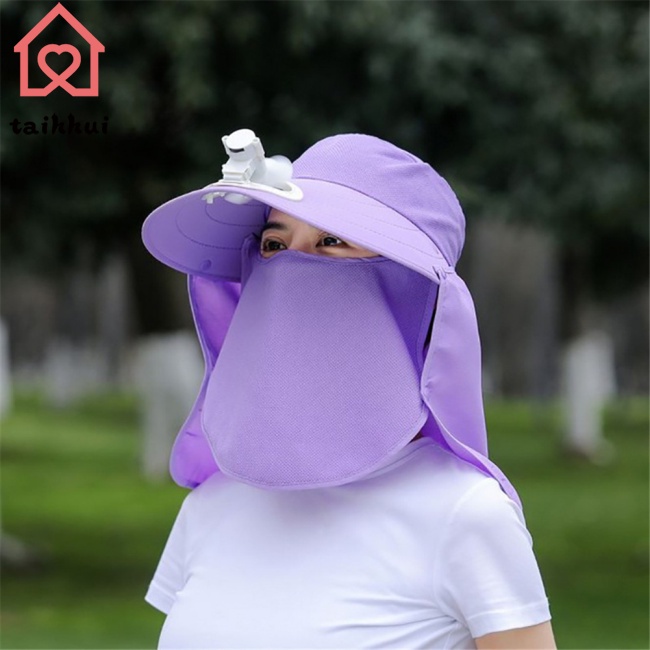 Giảm giá hot Mũ chống nắng thể thao ngoài trời có quạt + Che cổ che nắng