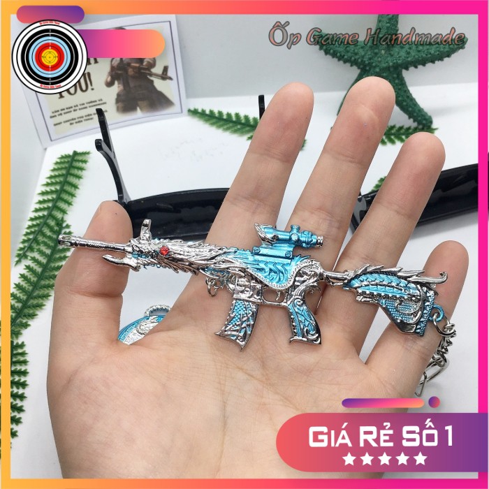 Móc khoá pubg M416 Skin Dragon Blue Sky độc đáo dài 12cm mô phỏng giống thật - Móc khoá pubg kim loại cao cấp